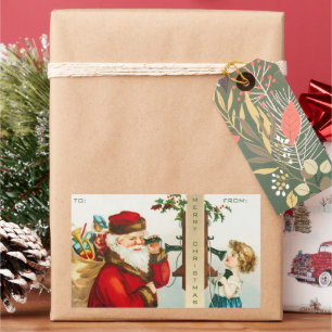 Ein fröhlicher Weihnachtsmann von Ellen Clapsaddle Rechteckiger Aufkleber