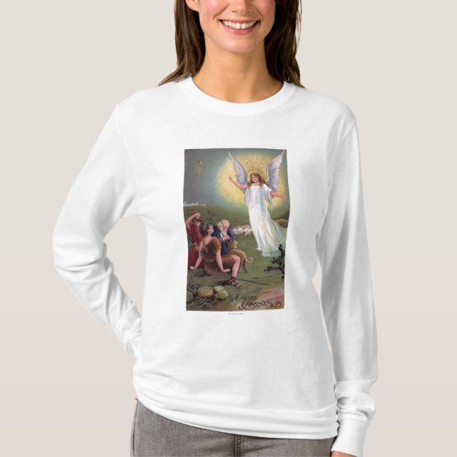 Ein fröhliches ChristmasAngel vor den Schäfern T-Shirt (Vorderseite)