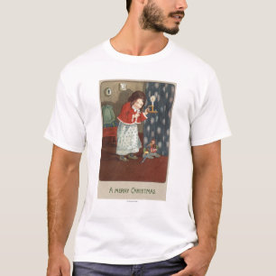 Ein fröhliches ChristmasGirl, das einen T-Shirt