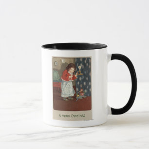 Ein fröhliches ChristmasGirl, das einen Tasse