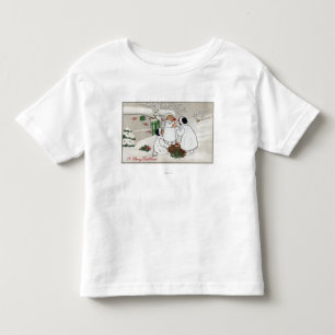 Ein fröhliches ChristmasPeople, das Ferkel hält Kleinkind T-shirt