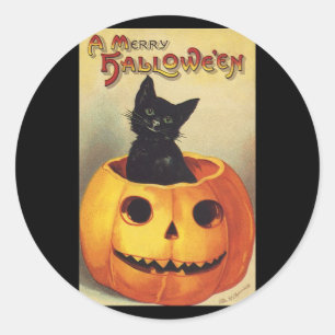 Ein fröhliches Halloween von Ellen Clapsaddle, Vin Runder Aufkleber