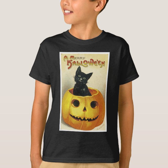 Ein fröhliches Haloween Kätzchen T-Shirt (Vorderseite)