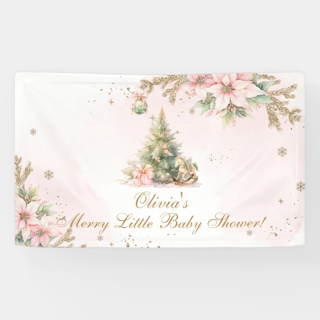 Ein fröhliches kleines Baby Duschbad Rosa Weihnach Banner (Horizontal)