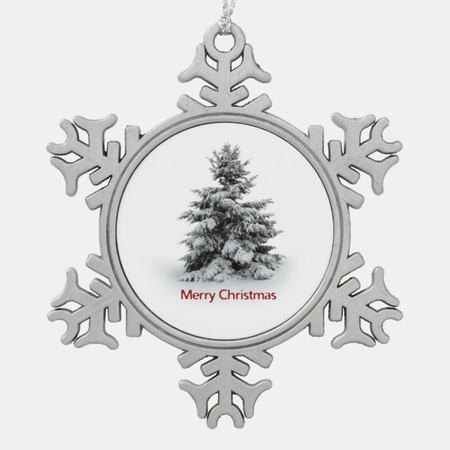 Ein fröhliches kleines Weihnachten Schneeflocken Zinn-Ornament (Vorderseite)