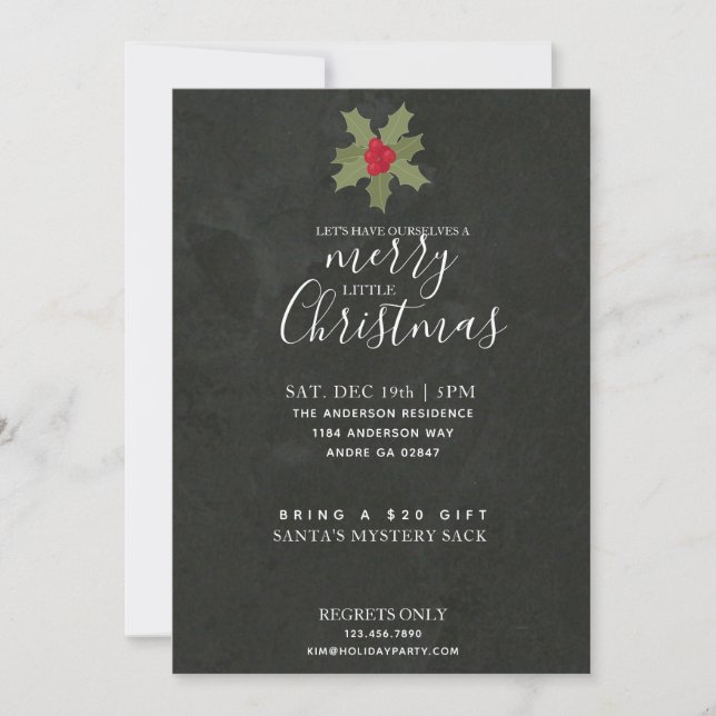 Ein fröhliches kleines Weihnachtsfest-Party Holly  Einladung (Vorderseite)