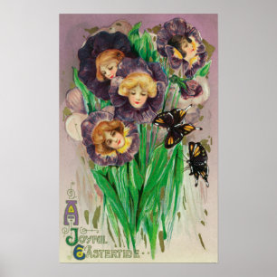 Ein fröhliches Ostergewölbe mit Frauenköpfen Poster