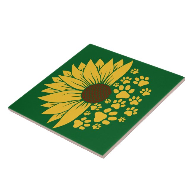 Ein fröhliches Paw Print Design in sonnigen Gelbtö Fliese (Seite)