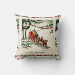 Ein fröhliches Pferd und eine Kutsche Weihnachten Kissen