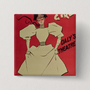 Ein Fröhlichkeits-Mädchen am Theater des gesunde Button