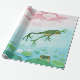Ein Frosch springt in die Teichillustration  Geschenkpapier