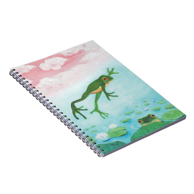 Ein Frosch springt in die Teichillustration Notizblock (Rechte Seite)