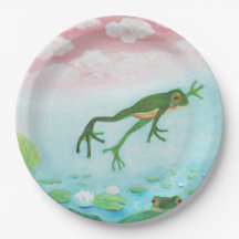 Ein Frosch springt in die Teichillustration