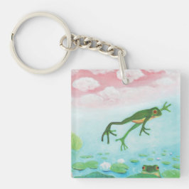 Ein Frosch springt in die Teichillustration Schlüsselanhänger
