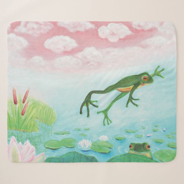 Ein Frosch springt in die Teichillustration Sherpadecke (Vorderseite (Horizontal))