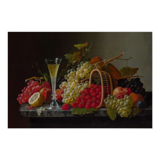 Ein fruchtiges Stillleben mit Champagner Poster (Vorderseite)