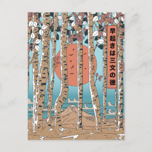 Ein Frühaufsteher erhält drei Glücksmaßstäbe Postkarte