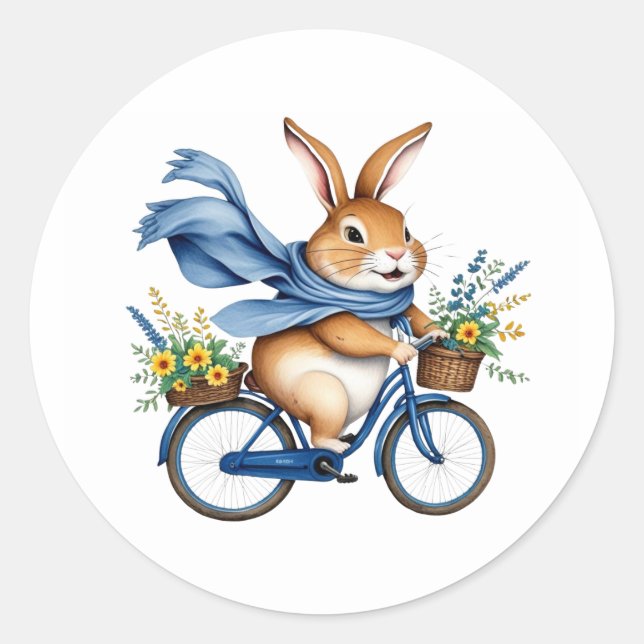 Ein frühlingshaftes Kaninchen zu Ostern Runder Aufkleber (Vorderseite)