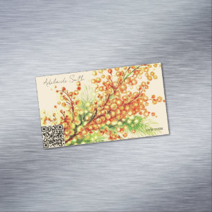ein Frühlingszweig der Mimose, hell, gelb Magnetische Visitenkarte