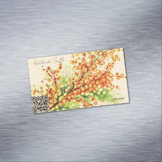 ein Frühlingszweig der Mimose, hell, gelb Magnetische Visitenkarte
