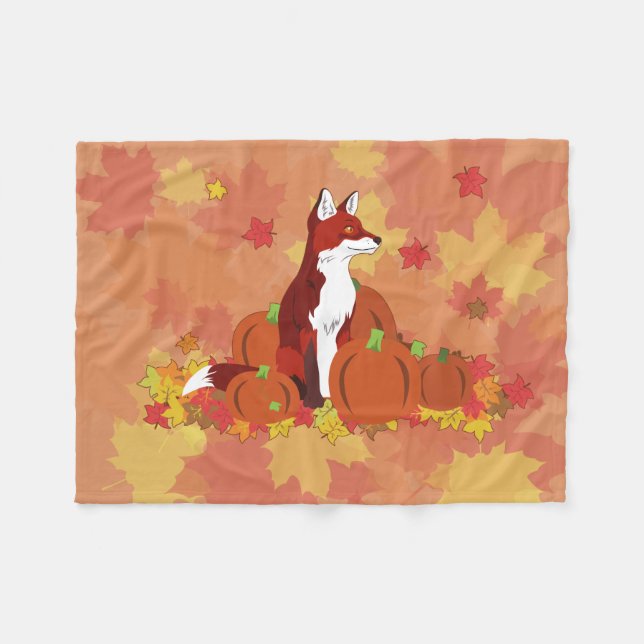 Ein Fuchs im Pumpkinpflaster Fleecedecke (Vorderseite (Horizontal))