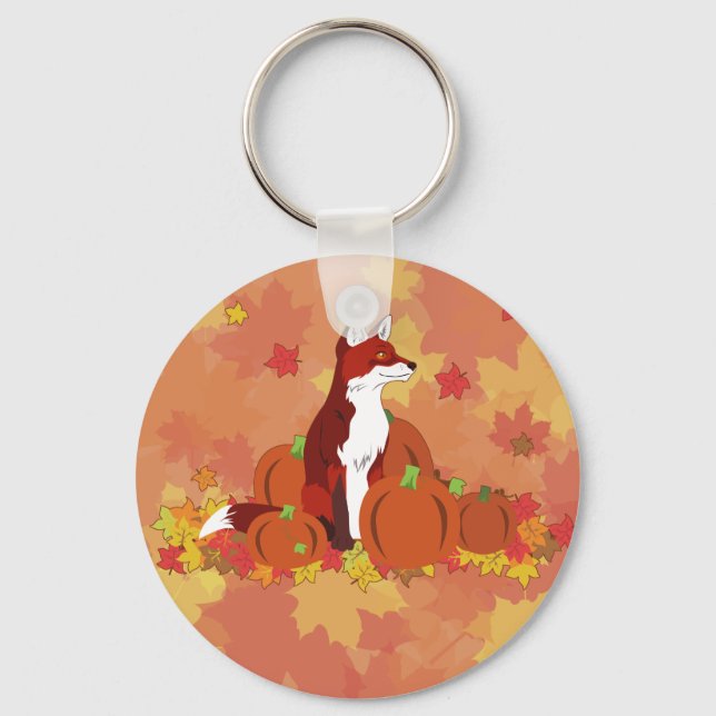 Ein Fuchs im Pumpkinpflaster Schlüsselanhänger (Vorderseite)