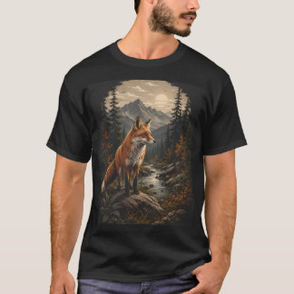 Ein Fuchs in der Natur, Fuchs mit Wald und Boden T-Shirt