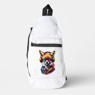 Ein Fuchs in Kopfhörern und Brillen Crossbody Bag
