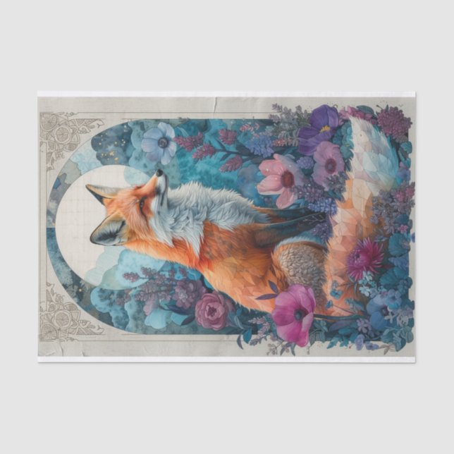Ein Fuchs mit kubistischen Elementen in den Blume Seidenpapier (Vorderseite)