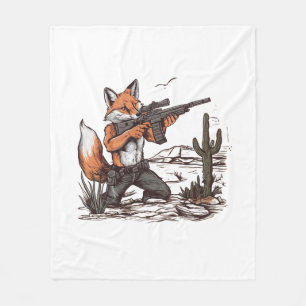 Ein Fuchs schießt einen Scharfschütze in der Wüste Fleecedecke