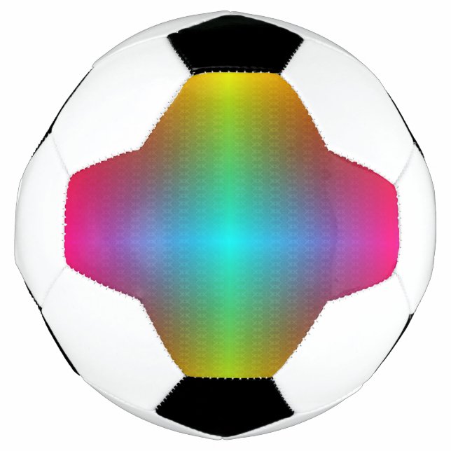 Ein Fußball mit einem Regenbogen-Verlaufs Muster (Vorderseite)