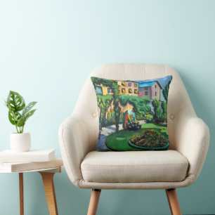 Ein Garten, Gartenbild von August Macke, Vintage A Kissen