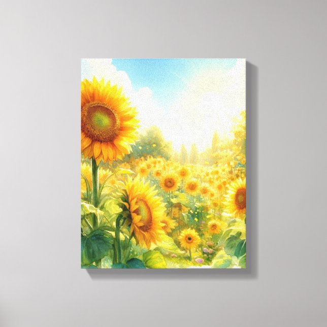 Ein Garten mit Sonnenblumen - Wandmalereien - Lein Leinwanddruck (Vorderseite)