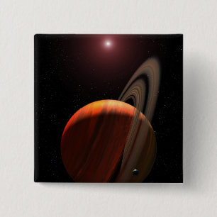 Ein Gasrieseplanet, der einen roten Zwerg in Button