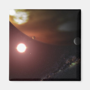 Ein Gasrieseplanet, der einen roten zwergartigen Magnet