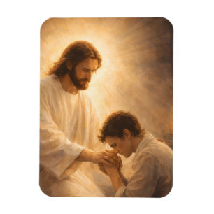 Ein Gebet auf Knien mit Jesus Magnet
