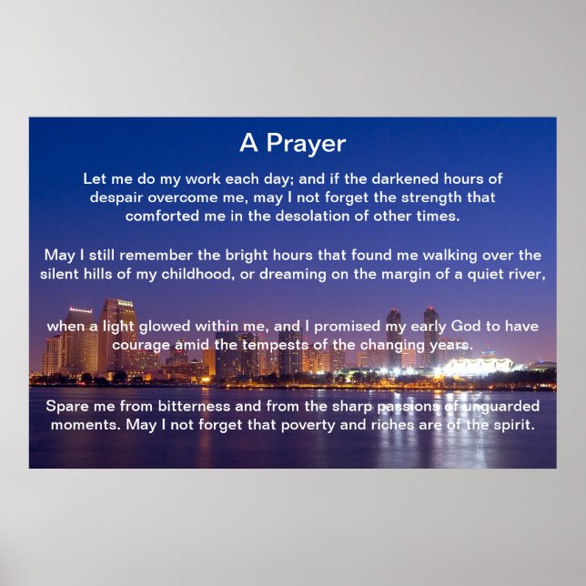Ein Gebet Blue San Diego Plakate (Vorne)