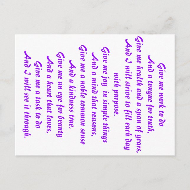 Ein Gebet der Hoffnung Postkarte (Vorderseite)