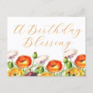 Ein Geburtstag, der Floral segnet Postkarte