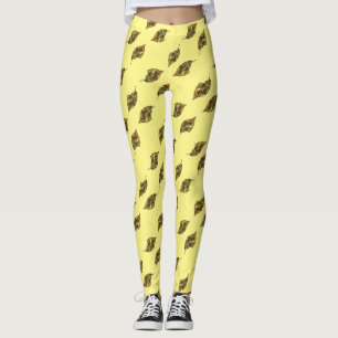 Ein gefliestes Bild eines Apfelblattes in grün auf Leggings