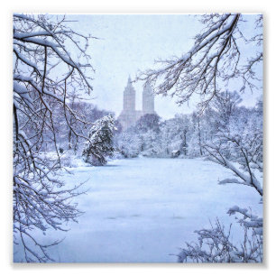 Ein gefrorener Teich im Central Park Fotodruck