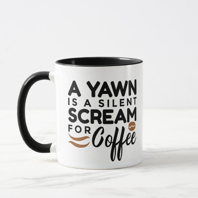 Ein Gegähne ist ein stiller Schrei für Tasse (Links)