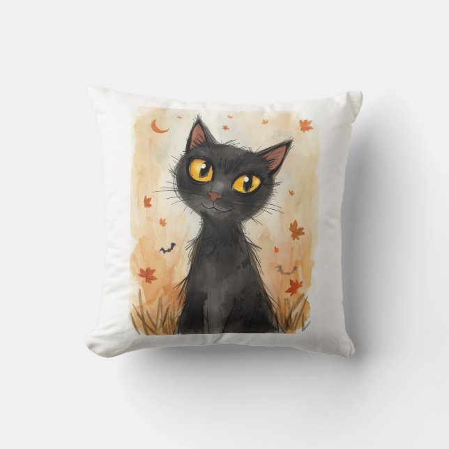 Ein geiles schwarzes KatzenHalloween Kissen. Kissen (Vorderseite)