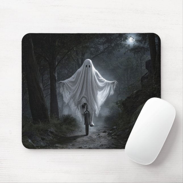 Ein Geist fährt auf einem Einrad in einem unheimli Mousepad (Mit Mouse)