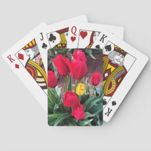 Ein Gelb mit roten Tulissen Spielkarten
