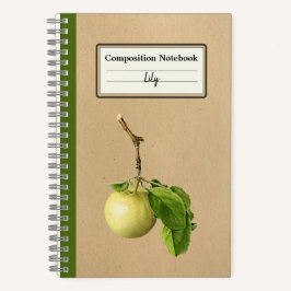 Ein gelber Apfel mit Blätter Personalisierter Comp Notizbuch