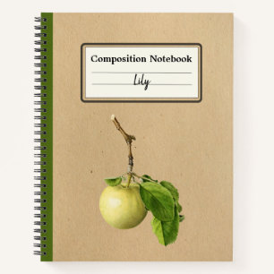 Ein gelber Apfel mit Blätter Personalisierter Comp Notizbuch
