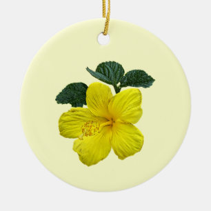 Ein gelber Hibiskus Keramik Ornament