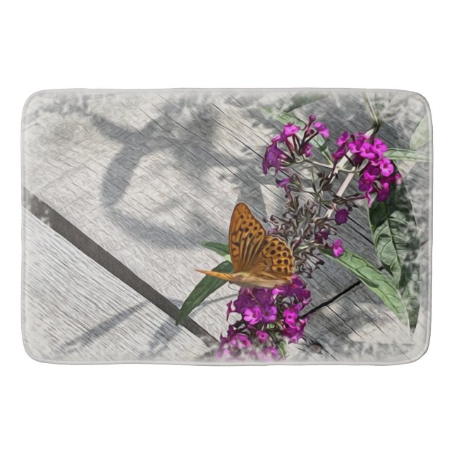 Ein gelber Schmetterling Badematte (Vorderseite)