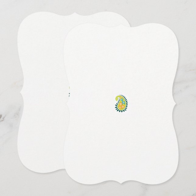 ein gelber und grüner Pisley mit Blätter und Blume (Vorne/Hinten)